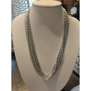 Sarah Coventry Silver Tone 7 Strand Eloxal Aluminum Scroll Link 15" Necklace